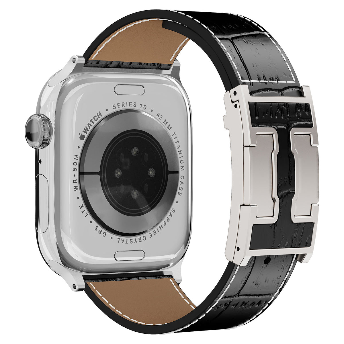 Correa de piel de cocodrilo para Apple Watch
