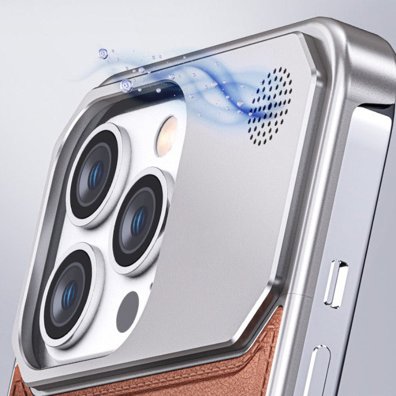 Funda de piel y aluminio con fragancia para iPhone