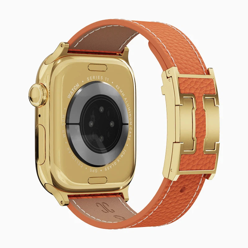 Correa de cuero lichi para Apple Watch