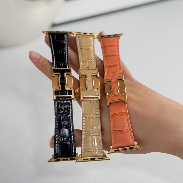 Correa de piel de cocodrilo para Apple Watch