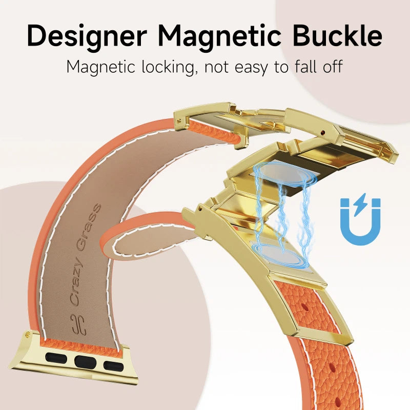 Lychee Leather Strap For Apple Watch
