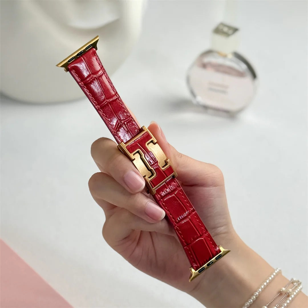 Correa de piel de cocodrilo para Apple Watch