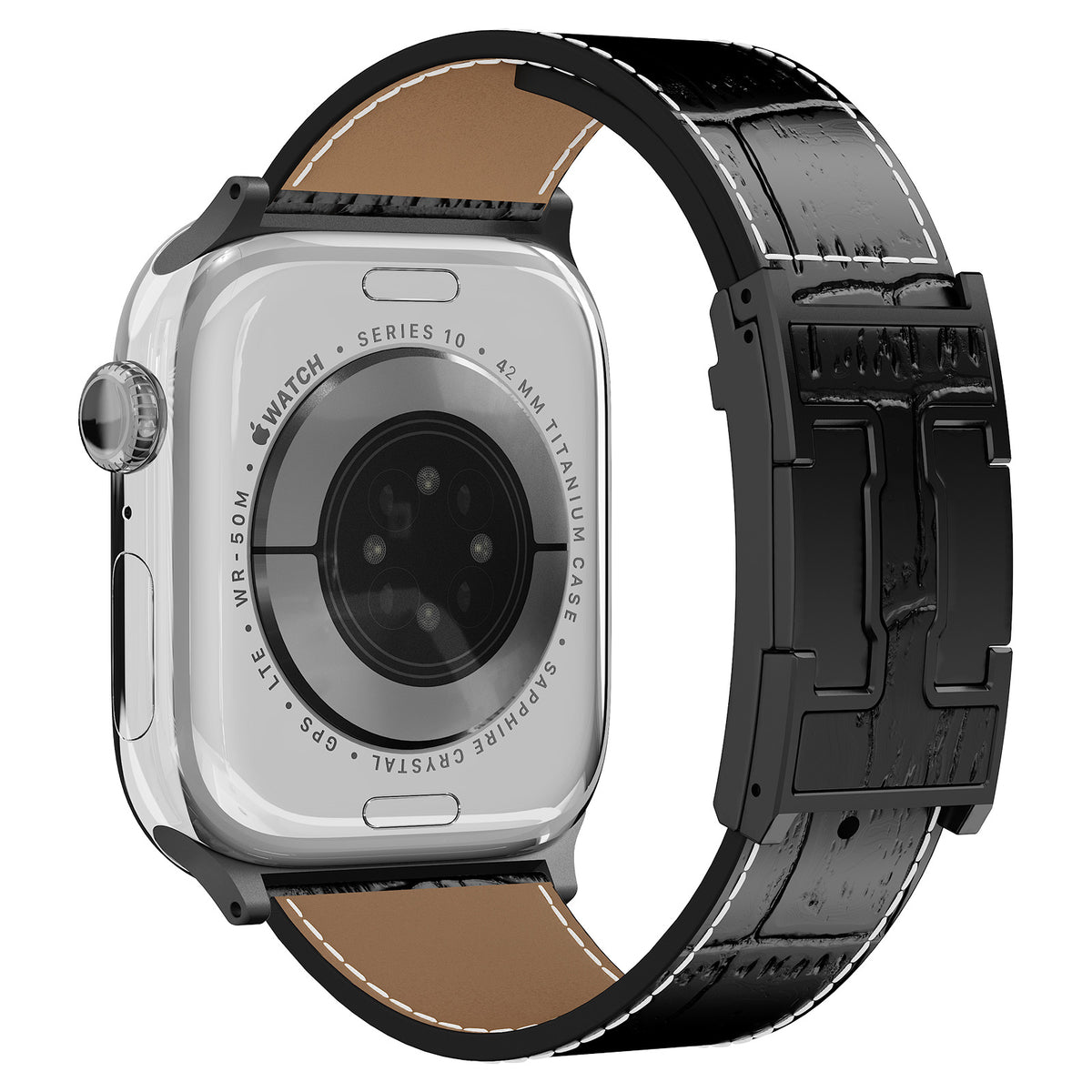 Correa de piel de cocodrilo para Apple Watch