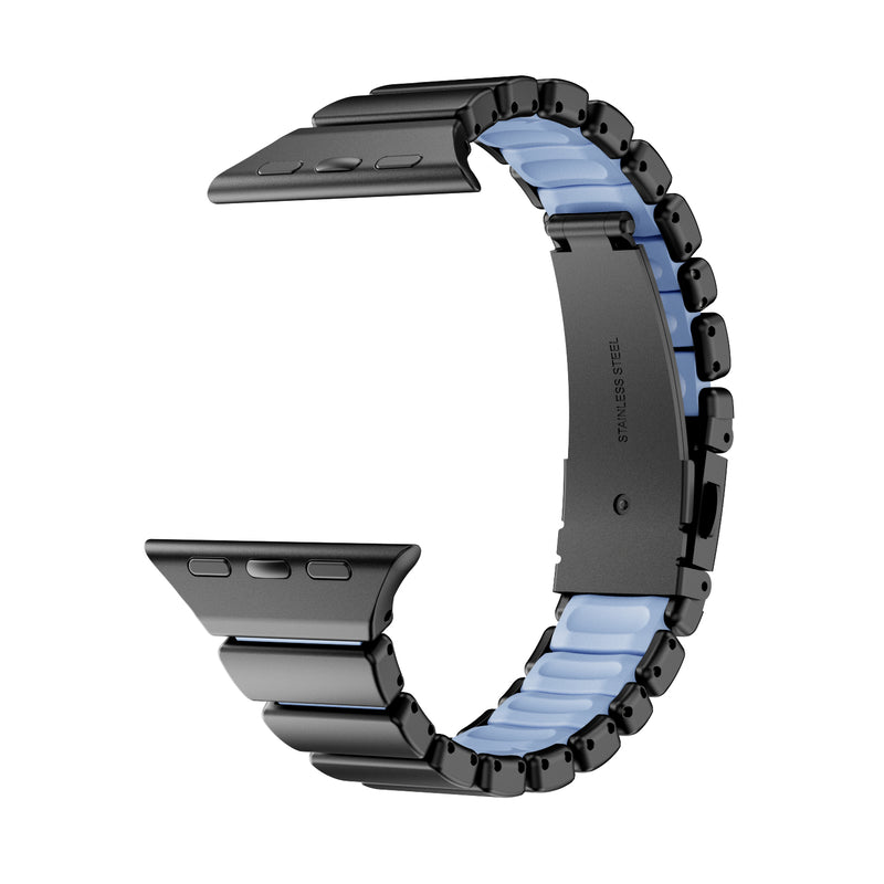 Stainless Steel Link Band with Fold-Over Clasp for Apple Watch