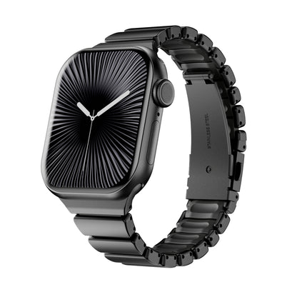 Stainless Steel Link Band with Fold-Over Clasp for Apple Watch