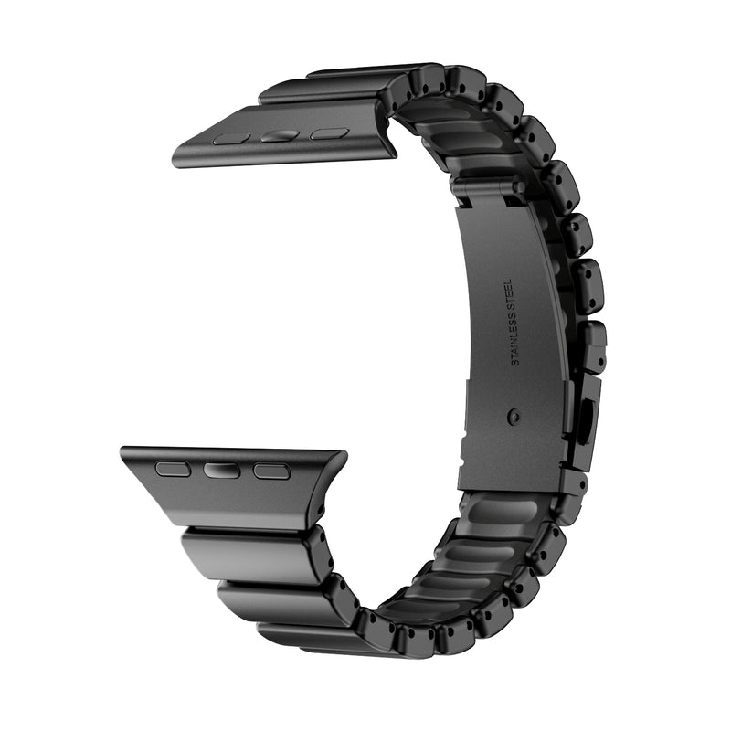 Stainless Steel Link Band with Fold-Over Clasp for Apple Watch
