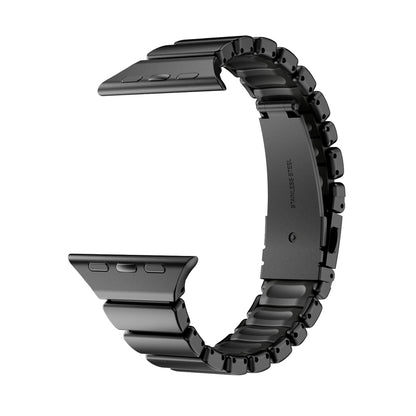 Stainless Steel Link Band with Fold-Over Clasp for Apple Watch