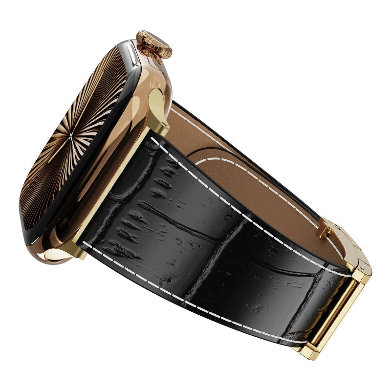 Correa de piel de cocodrilo para Apple Watch
