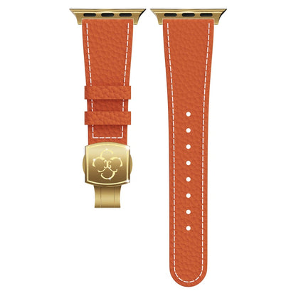 Luxury Butterfly Buckle Leather Strap For Apple Watch