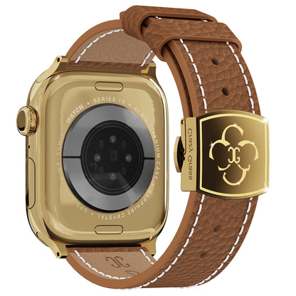 Luxury Butterfly Buckle Leather Strap For Apple Watch