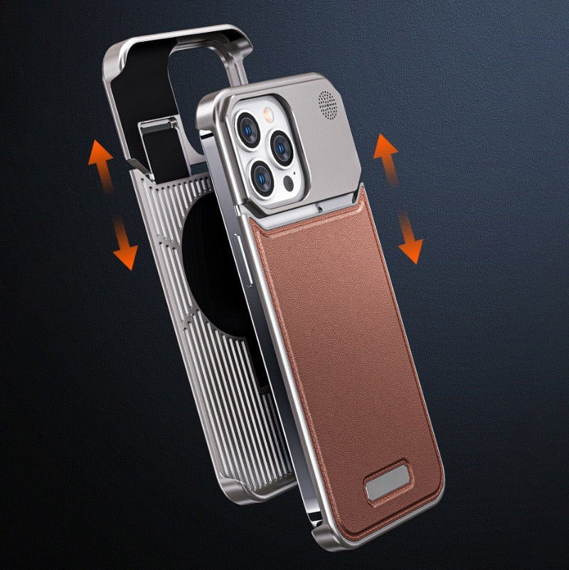 Funda de piel y aluminio con fragancia para iPhone