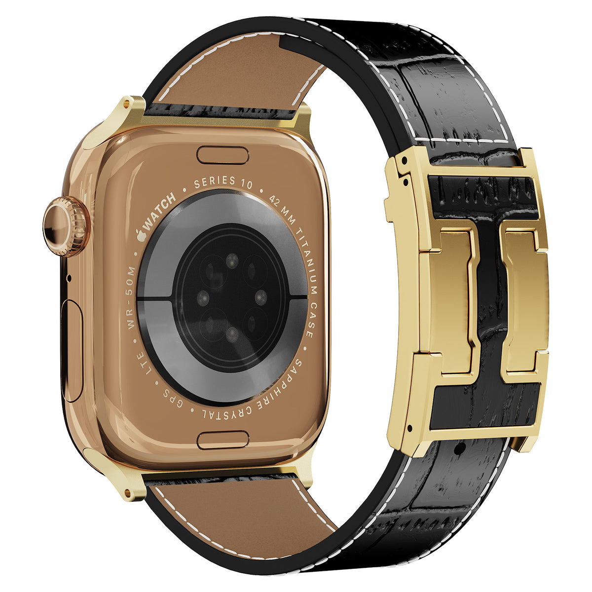Correa de piel de cocodrilo para Apple Watch