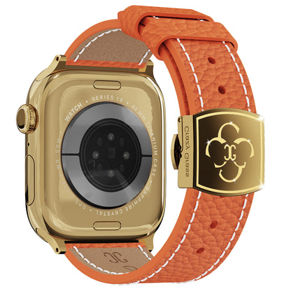 Luxury Butterfly Buckle Leather Strap For Apple Watch