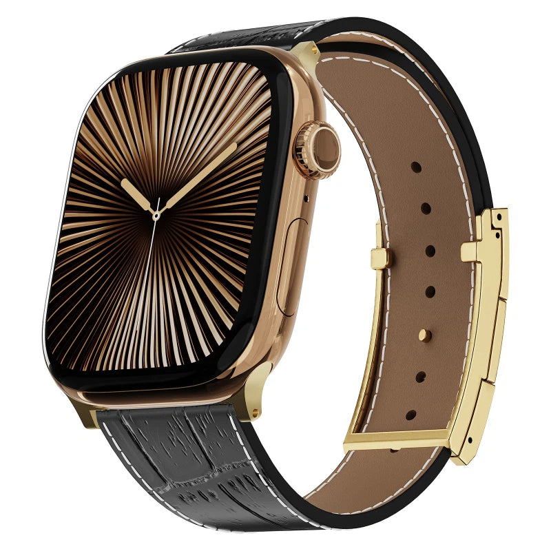Correa de piel de cocodrilo para Apple Watch
