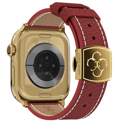 Luxury Butterfly Buckle Leather Strap For Apple Watch