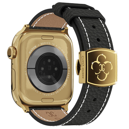 Luxury Butterfly Buckle Leather Strap For Apple Watch