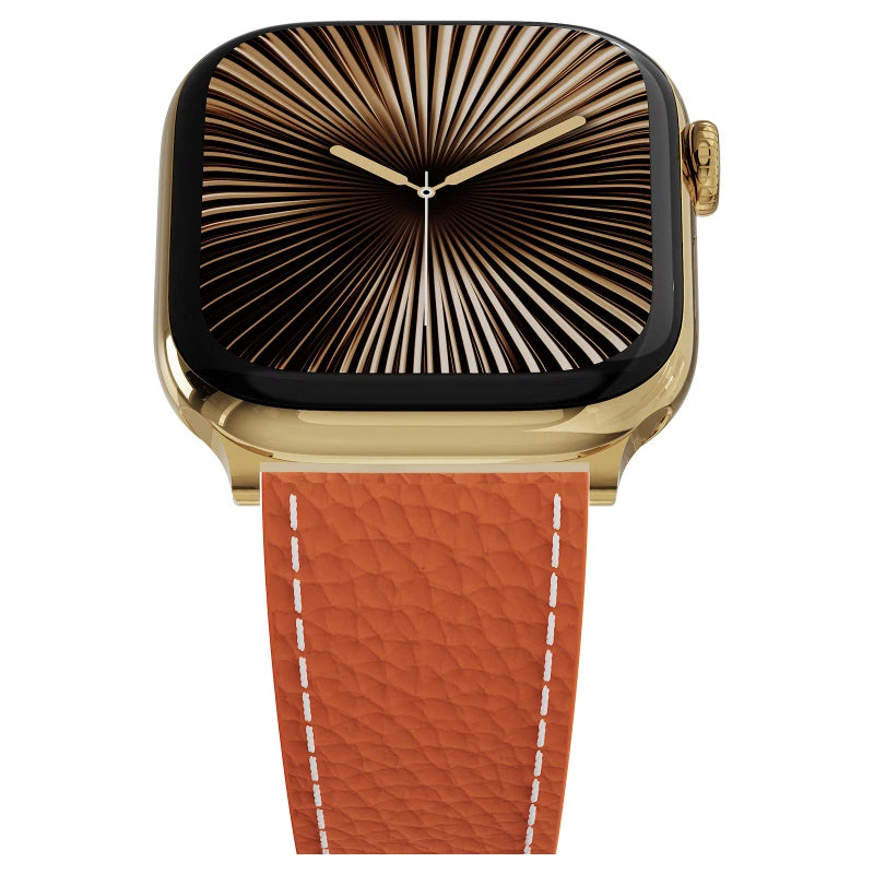Luxury Butterfly Buckle Leather Strap For Apple Watch